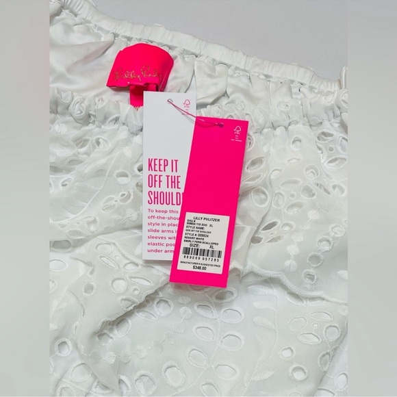 Lilly Pulitzer Off The Shoulder Midi Dress Size XL White Romantic Flounce Lace - Picture 9 of 12